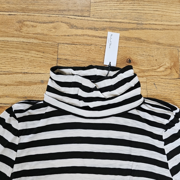 NWT Michael Stars Size XL Black & White Stripe Turtleneck Supima Cotton Basic - Picture 8 of 10